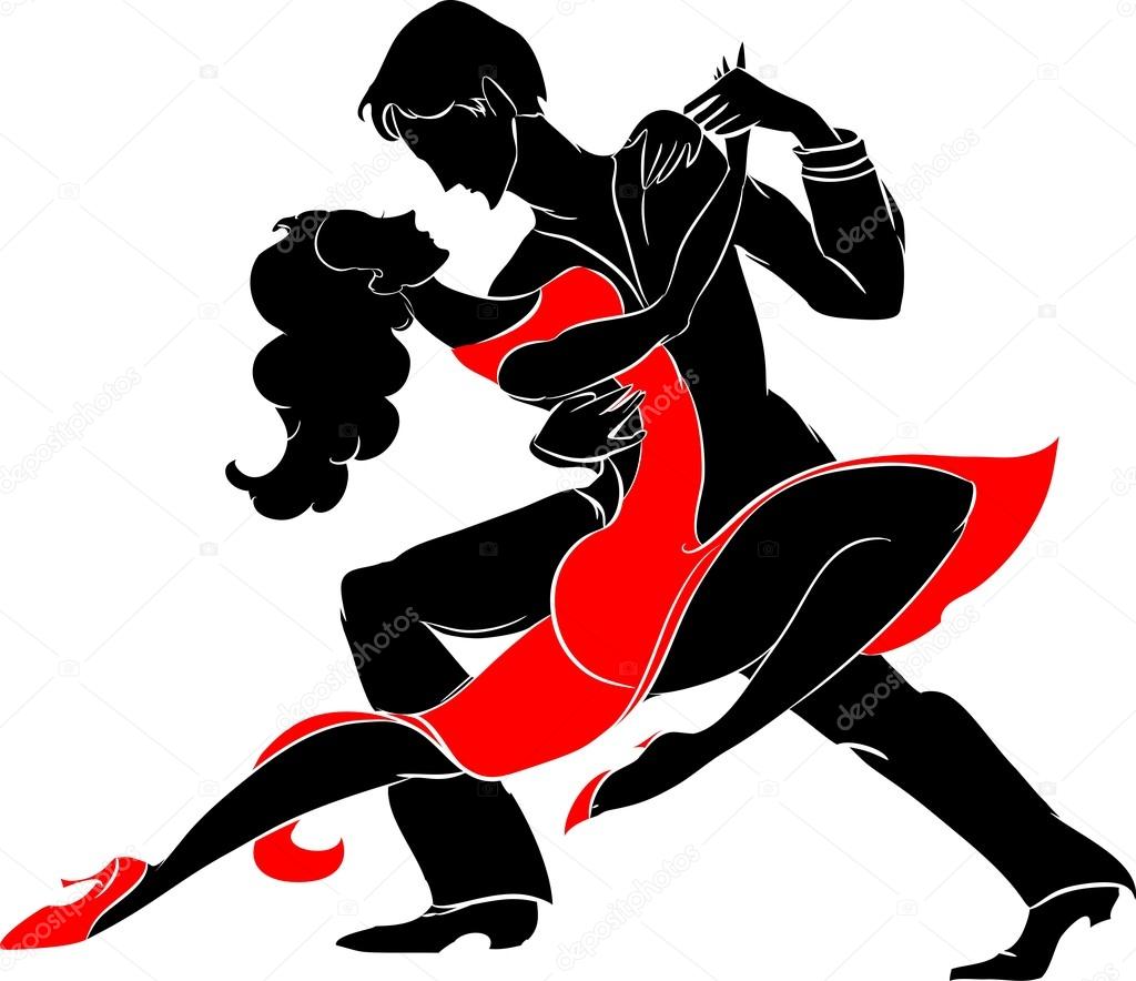  tango dancers on white background