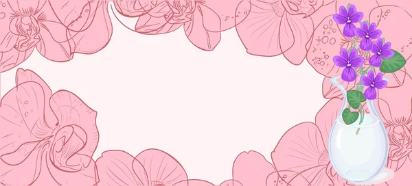 Floral fundo rosa e violetas —  Vetores de Stock