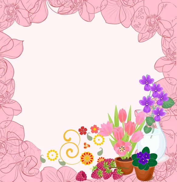 Blumen rosa Hintergrund und Blumen — Stockvektor