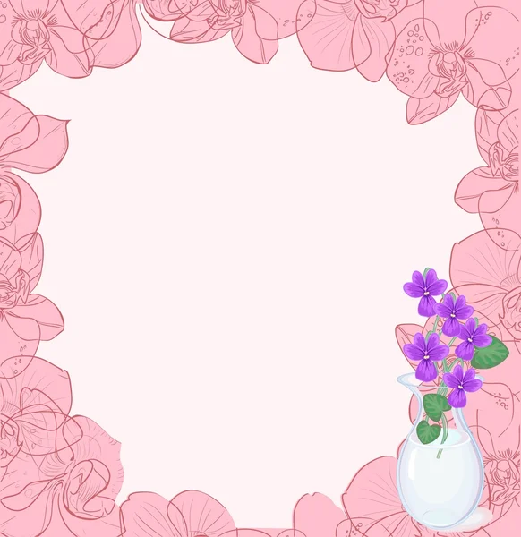 Cadre floral et violettes — Image vectorielle