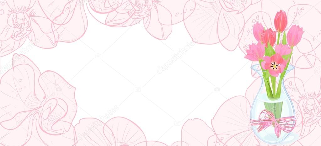 floral pink background and tulips