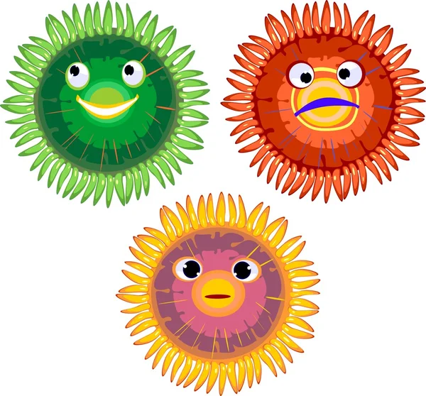 Friendly zoanthus, unfriendly zoanthus and indifferent zoanthus — Stock Vector