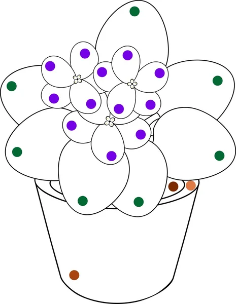 Flor violeta africana en maceta — Vector de stock