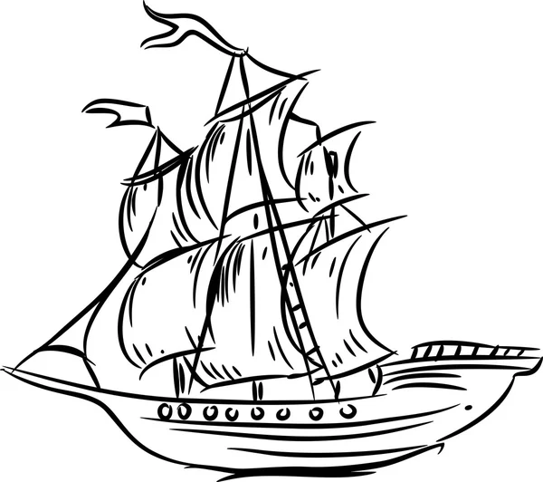 Skiss av segelfartyg — Stock vektor