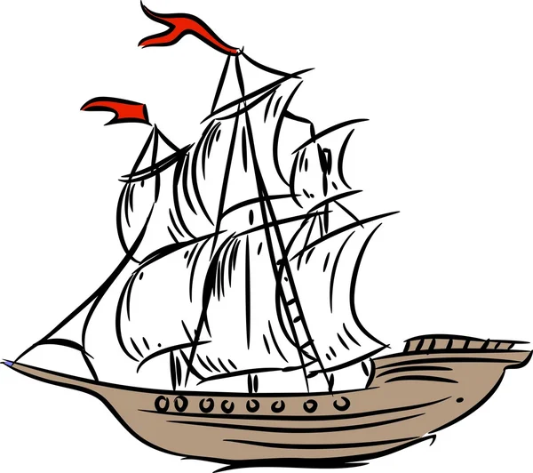 Ескіз вітрильного корабля — стоковий вектор