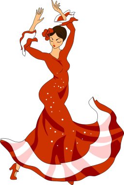 Kırmızı elbiseli flamenko dansçısı