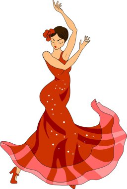Kırmızı elbiseli flamenko dansçısı