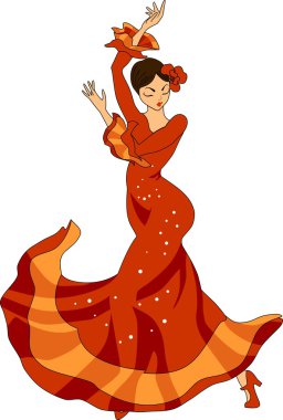 Kırmızı elbiseli flamenko dansçısı
