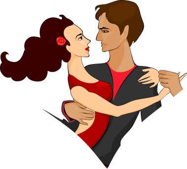 Beyaz arka planda genç bir çift