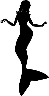 Deniz kızı siluet beyaz arka plan üzerinde