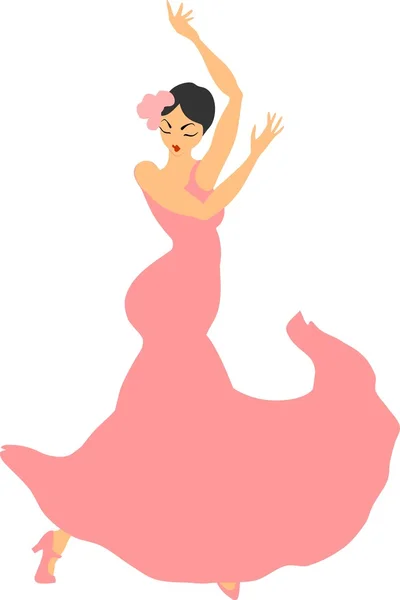 Danseuse de flamenco sur fond blanc — Image vectorielle