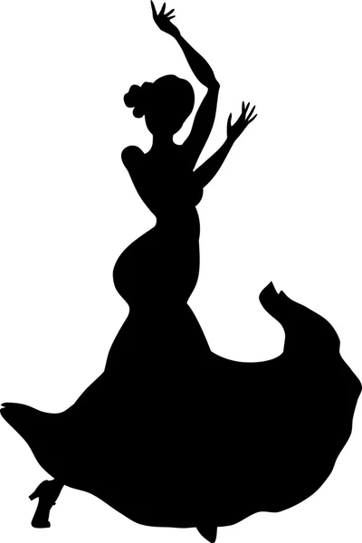 Danzatrice di flamenco dalla silhouette nera — Vettoriale Stock