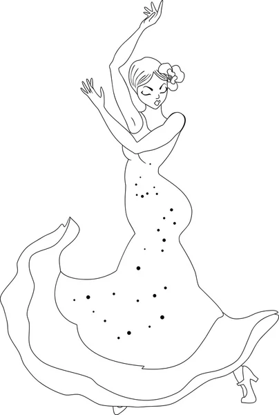 Väritys sivu flamenco tanssi — vektorikuva