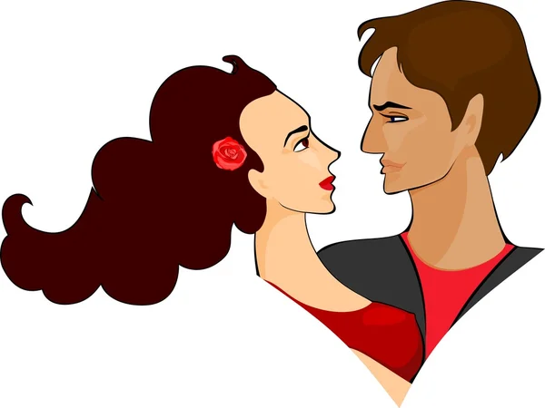 Pareja joven sobre fondo blanco — Vector de stock