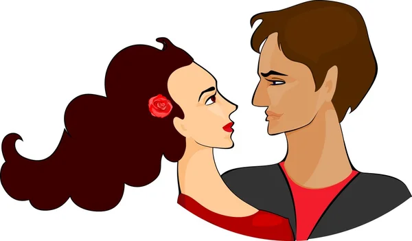 Pareja joven sobre fondo blanco — Vector de stock