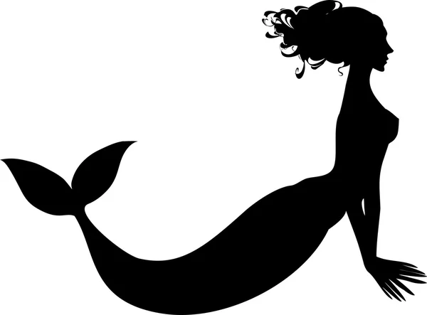 Meerjungfrau-Silhouette auf weißem Hintergrund — Stockvektor