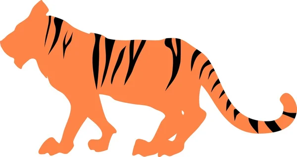 Tigergestreifte Silhouette auf weißem Hintergrund — Stockvektor