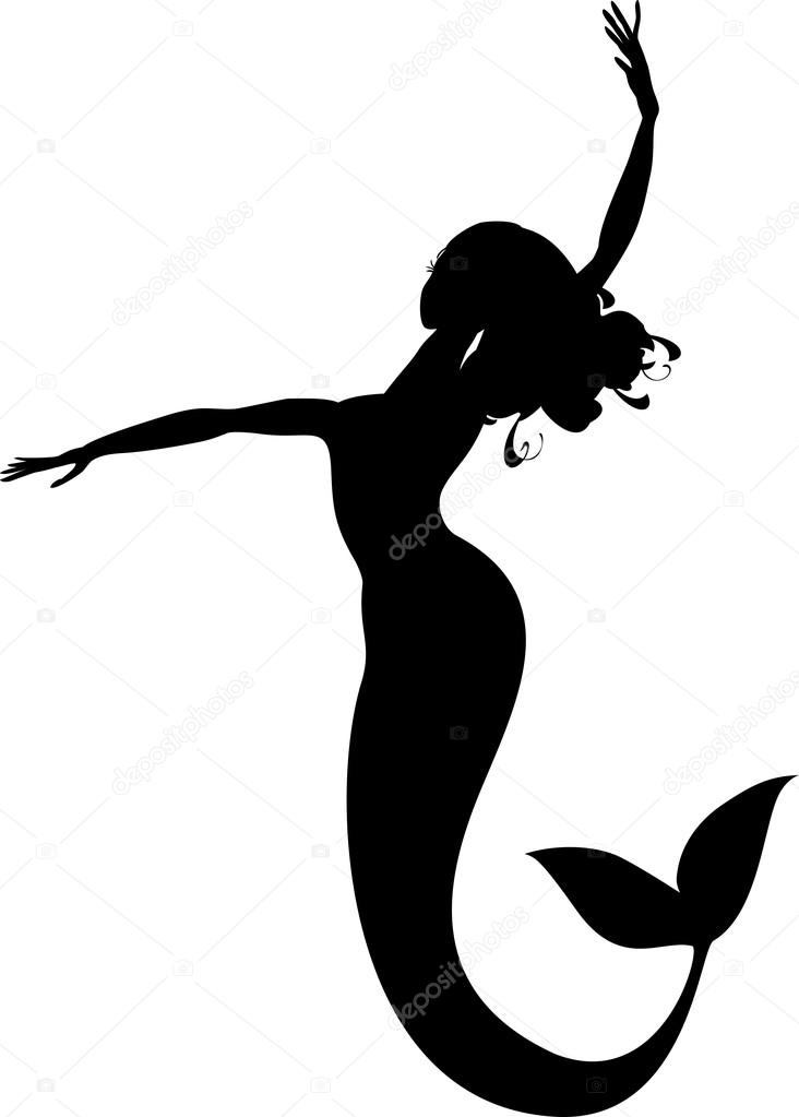 mermaid silhouette on white background