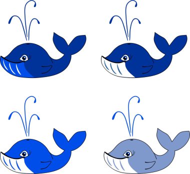 Beyaz arka plan sette balina