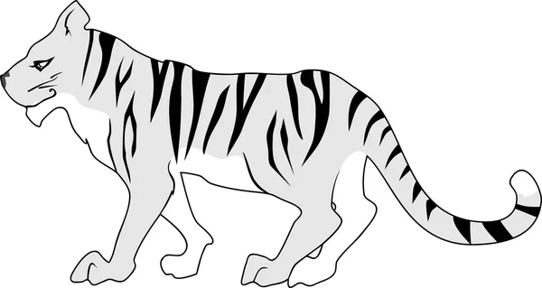 Tigre gris sobre fondo blanco — Vector de stock