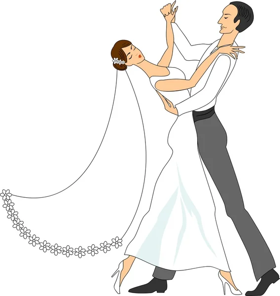 白い背景で結婚式のダンス — ストックベクタ