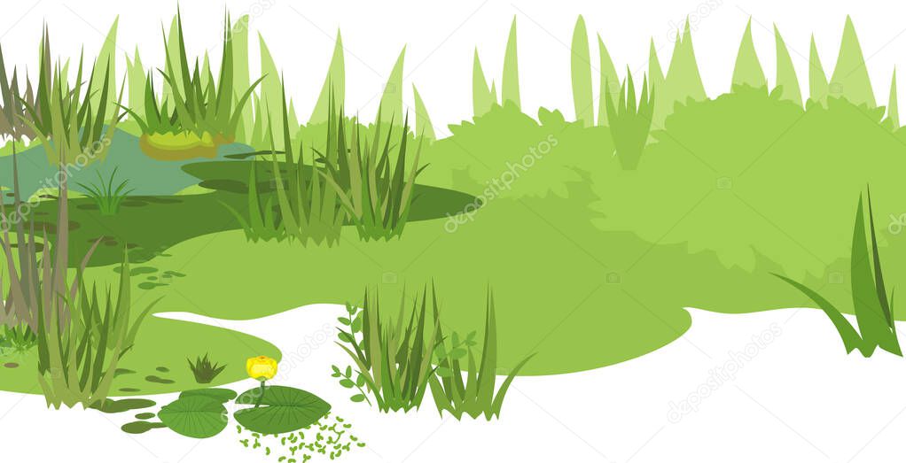  Abstract marsh landscape with green plants