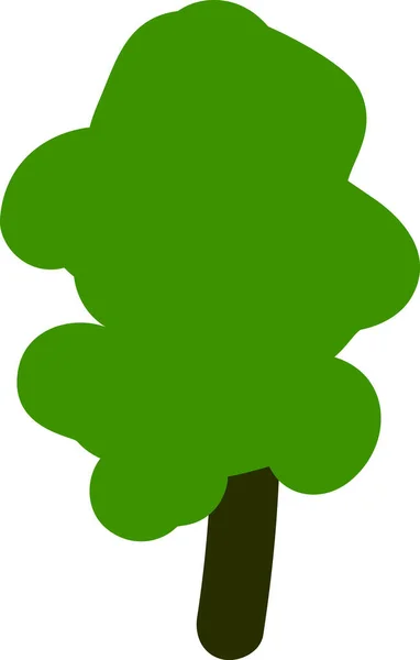 白い背景に緑の冠が隔離された滑らかな抽象的な木 — ストックベクタ