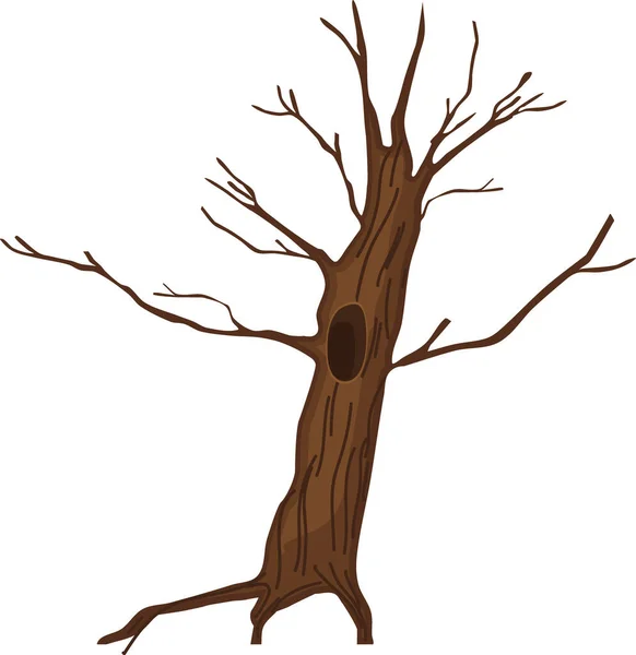 Мультфильм Сухое Дерево Полым Изолированным Белом Фоне — стоковый вектор
