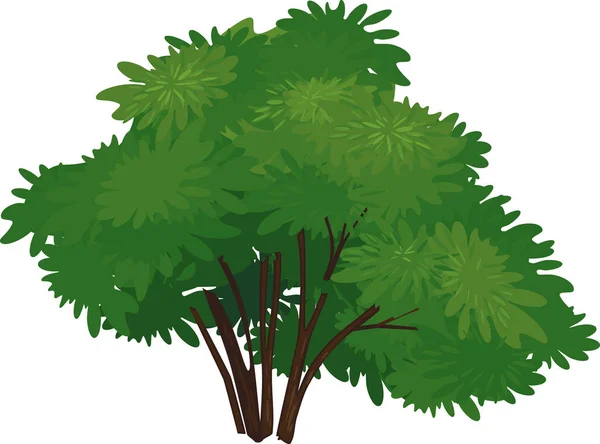 Arbusto Dibujos Animados Abstracto Con Corona Verde Aislado Sobre Fondo — Vector de stock