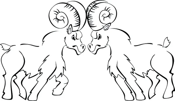 Deux béliers butting — Image vectorielle