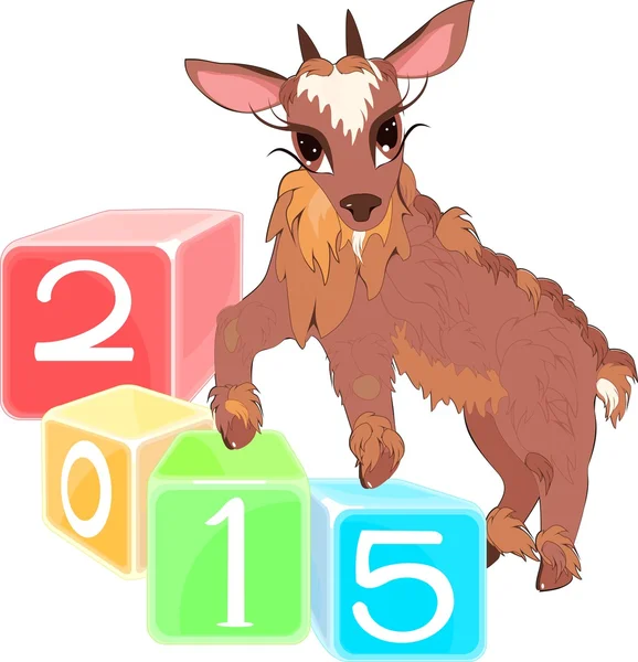 Carte de Noël avec petite chèvre — Image vectorielle