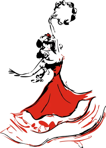 Cygańska tancerka z tamburyn — Wektor stockowy