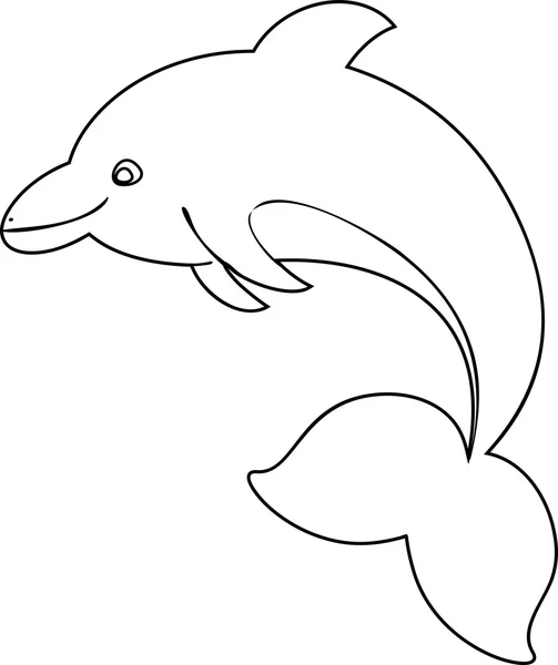 Coloriage avec dauphin — Image vectorielle
