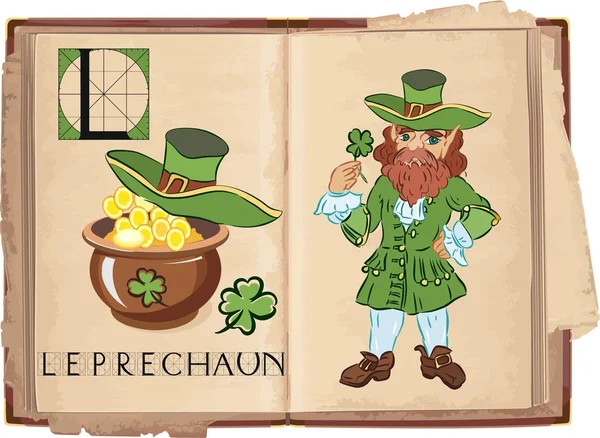 Wielka litera L z Leprechaun — Wektor stockowy