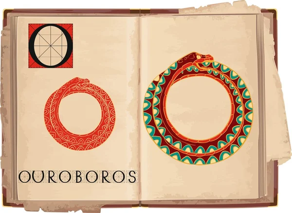 Буква О с Уроборосом — стоковый вектор