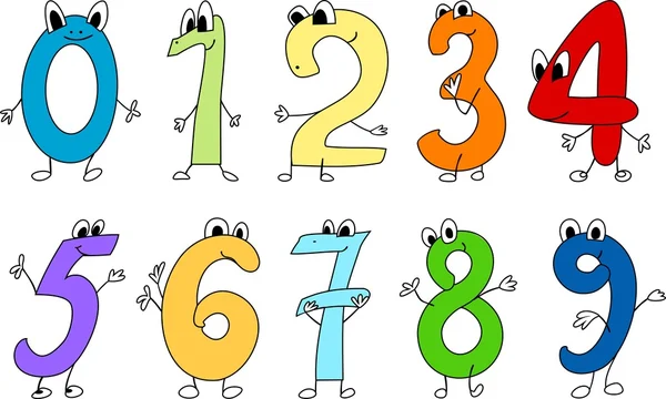 Multicolored Funny numbers — Stock Vector