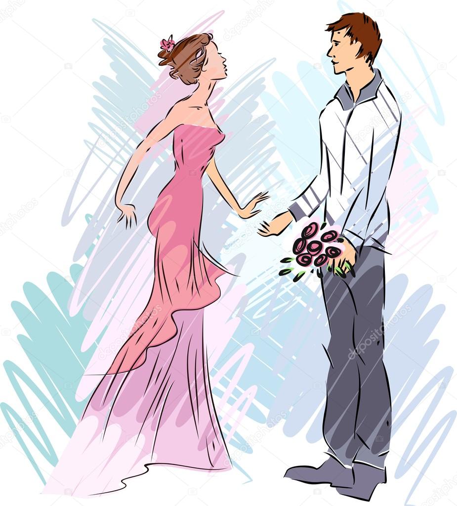 Sketch of Elegant Couple