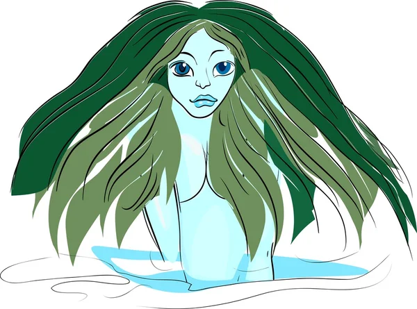 Portrait of mermaid on white background — Stock Vector