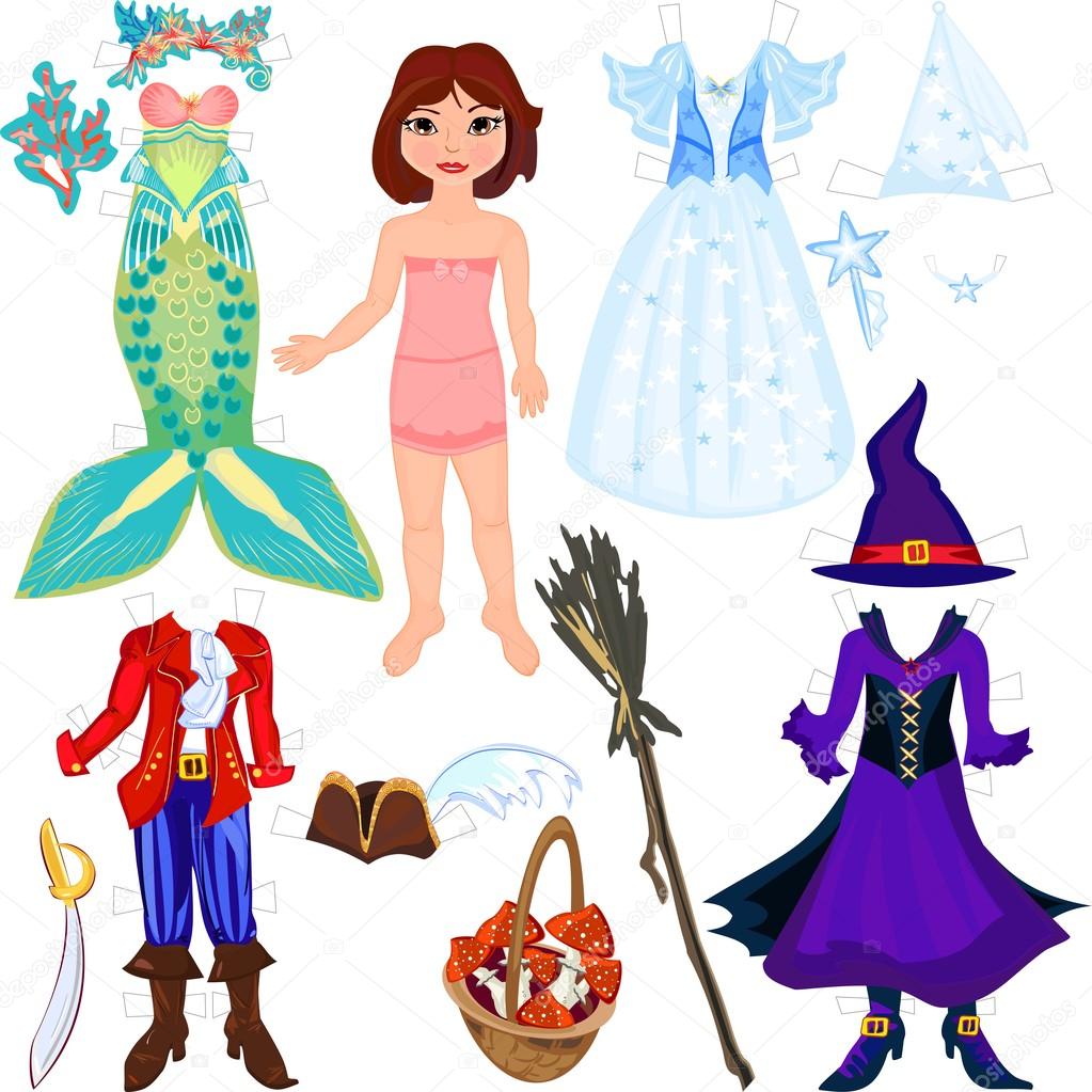 Paper doll with costumes