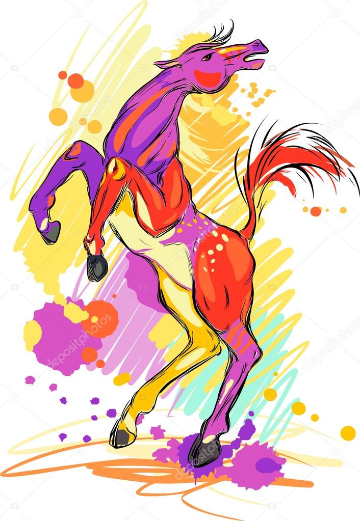Magic horse on colorful background