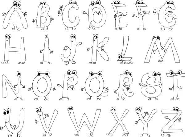 Coloring page funny english alphabet — Stock Vector