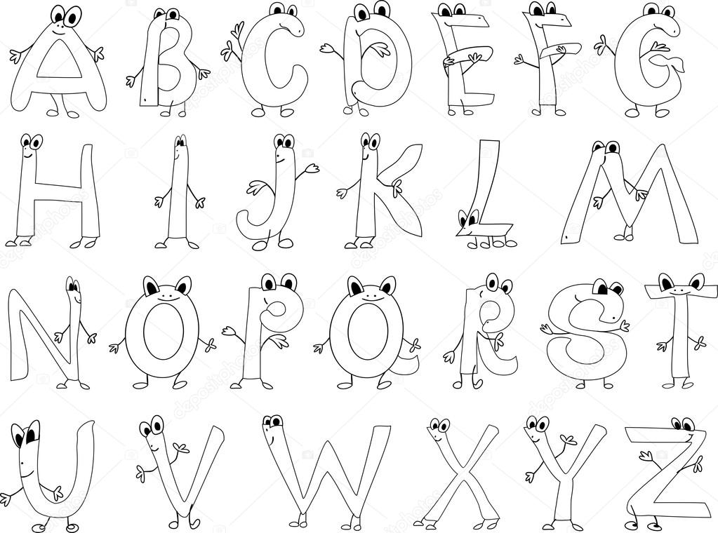 kleuren pagina grappige engels alfabet — stockvector © mariaflaya