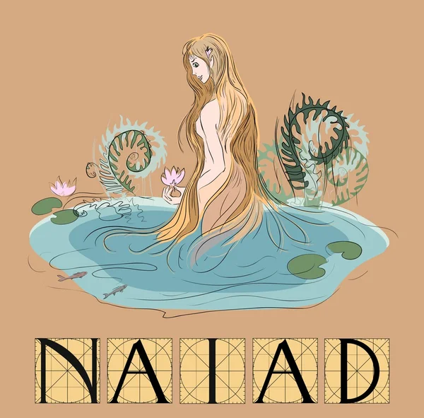 Naiad met titel — Stockvector