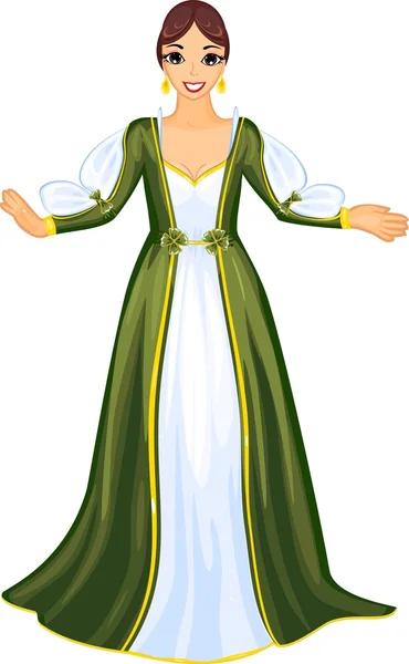 Damen i medeltida klänning — Stock vektor