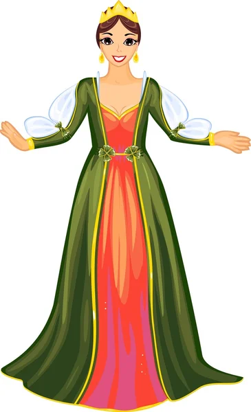 Reine en robe verte — Image vectorielle