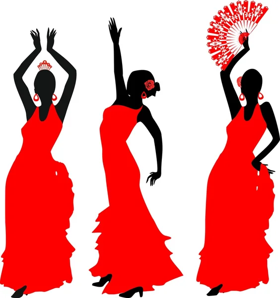 Conjunto de Bailarina Flamenca — Archivo Imágenes Vectoriales