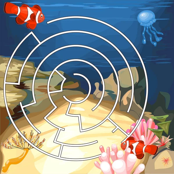 Underwater World maze — Stock Vector