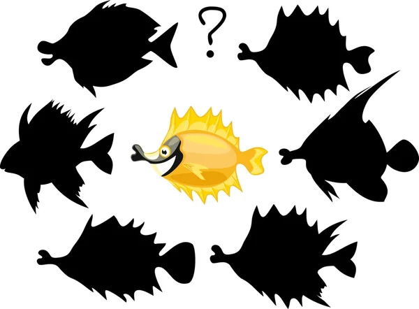 Trouver la silhouette des poissons marins — Image vectorielle