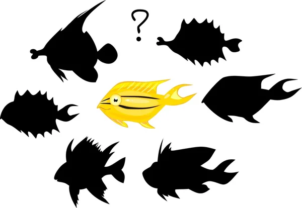 Find silhouette of marine fish — Stock Vector
