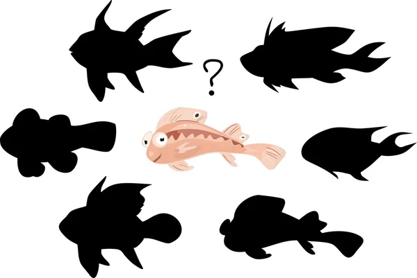 Find silhouette of marine fish — Stock Vector